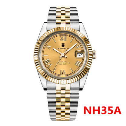 36mm/39mm Luxus NH35 Automatische Mechanische Armbanduhren Römische Zahlen Corget Männer Uhr Sapphire Kristall 10bars gold reloj Hombre