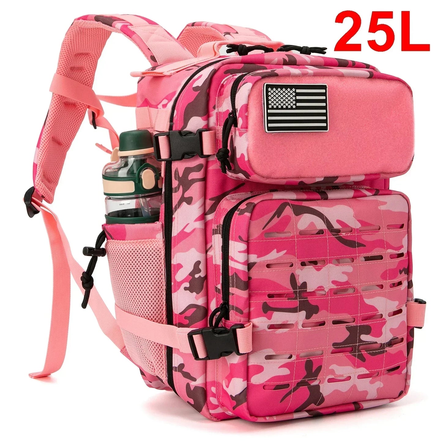 25L Taktischer Rucksack Outdoor-Tasche Fitness-Rucksack MOLLE-Rucksack Damen/Herren Wandern Überlebensrucksack Herren Dual-Getränkehalter