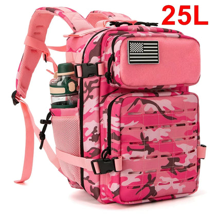 25L Taktischer Rucksack Outdoor-Tasche Fitness-Rucksack MOLLE-Rucksack Damen/Herren Wandern Überlebensrucksack Herren Dual-Getränkehalter