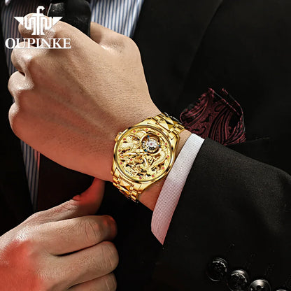 OUPINKE 3176 Uhr Für Männer Luxus Tourbillon Mechanische Business Männer Uhr Hohl Schwungrad Wasserdicht Leucht Mode Mann Uhr