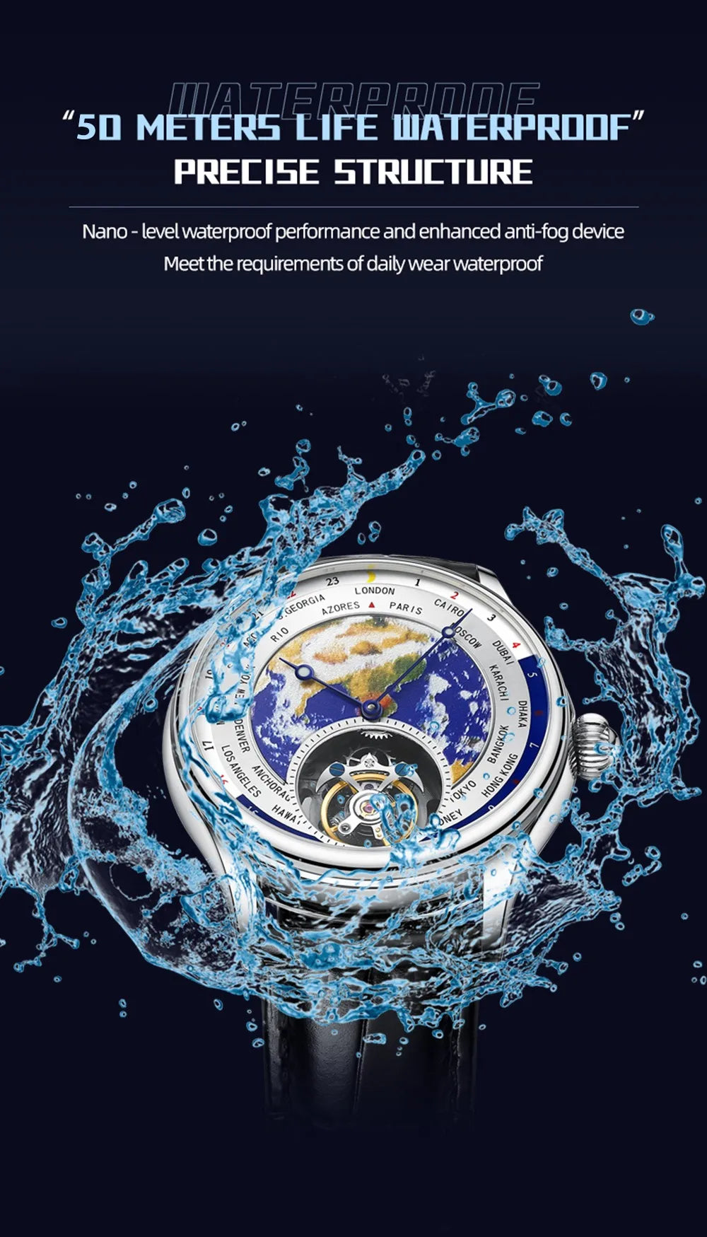 AESOP Diamond Luxury Flying Tourbillon Movement Watch For Men Earth Enamel Dial  Sapphire Skeleton Mechanical Watches Business A