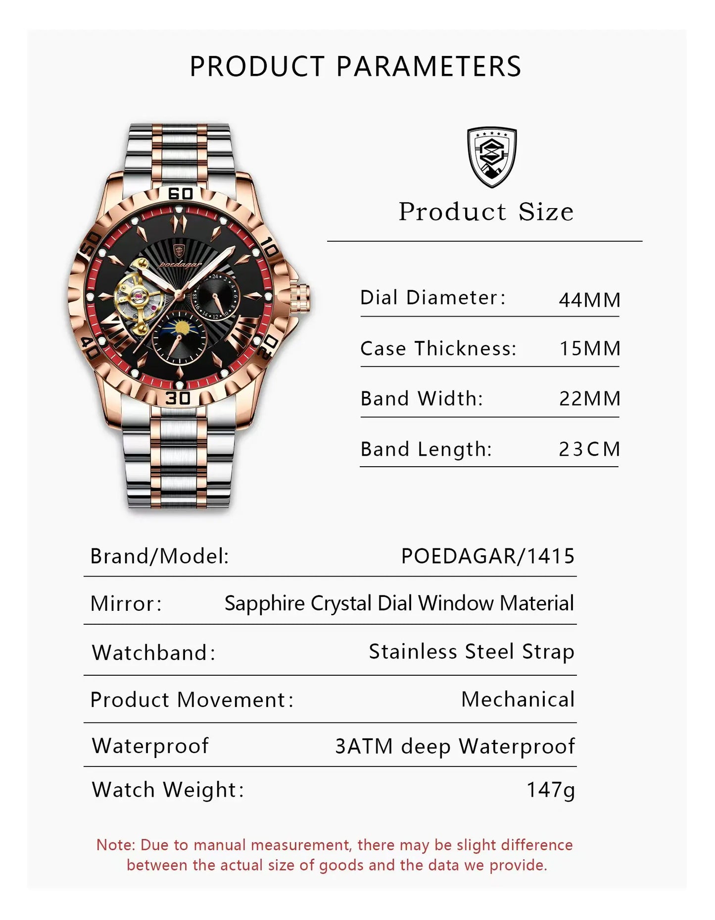 POEDAGAR Luxus Männer Uhr Hohl Tourbillon Automatische Mechanische Mann Uhr Wasserdicht Leucht Edelstahl herren Uhren + Box