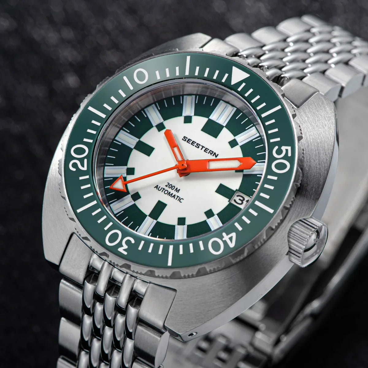 SEESTERN SUB300T Luminous Diver Watch Automatic Men Date 200m Turn Bracelet Wristwatches Retro Mechanical Sapphire Ceramic New