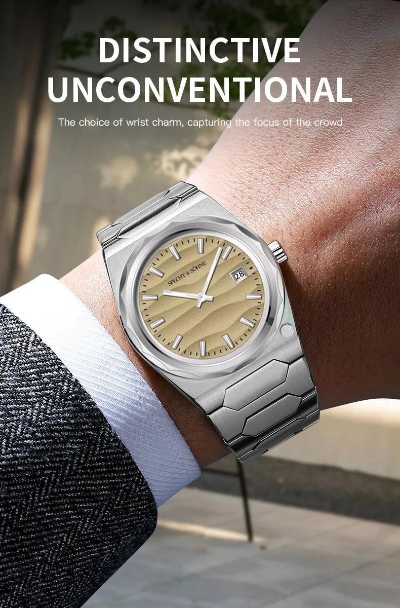 2025 Neuheiten Specht & Söhne 222 Gold Uhren Für Männer Super Slim Stahl Saphir Klassische Quarzuhr Relogio Masculino 37 MM