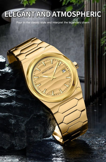 2025 Neuheiten Specht & Söhne 222 Gold Uhren Für Männer Super Slim Stahl Saphir Klassische Quarzuhr Relogio Masculino 37 MM