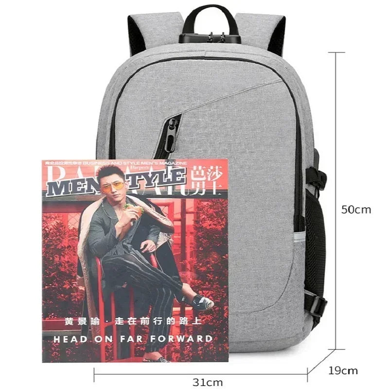 2024 Rucksack, Diebstahlschutz, Passwortsperre, Oxford, für Herren und Damen, Unisex, Business, Laptop, Computer, Reisen, Freizeit, Mode, tragbar