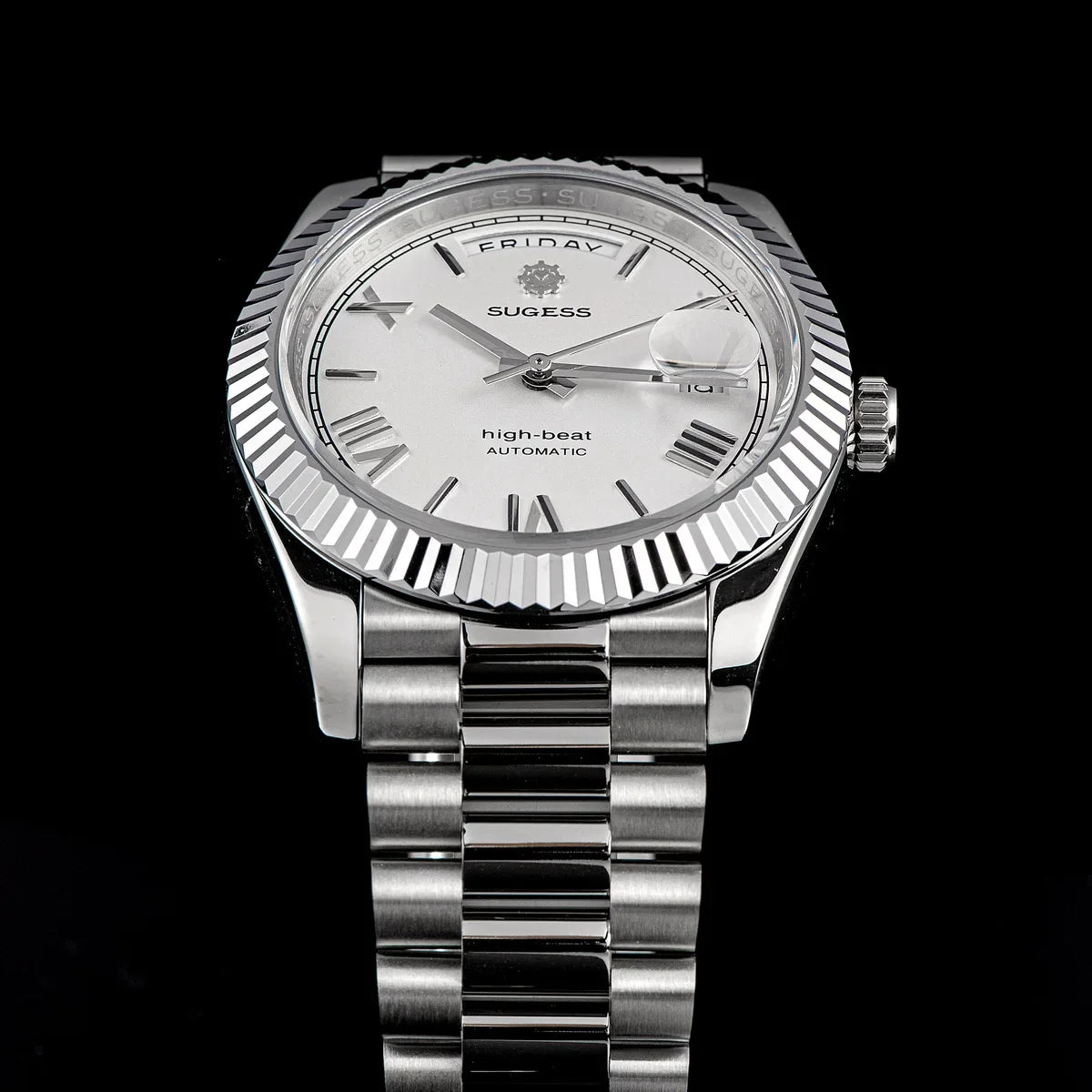 2023 neue Sugess Uhr von Männern 40mm Tag Datum automatische Dandong Sl3034 Uhrwerk Retro mechanische Armbanduhr Saphirglas golden