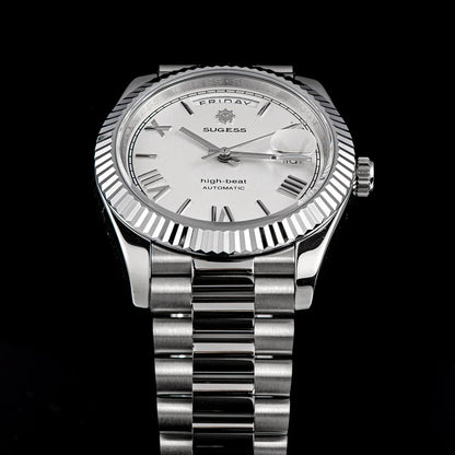 2023 neue Sugess Uhr von Männern 40mm Tag Datum automatische Dandong Sl3034 Uhrwerk Retro mechanische Armbanduhr Saphirglas golden
