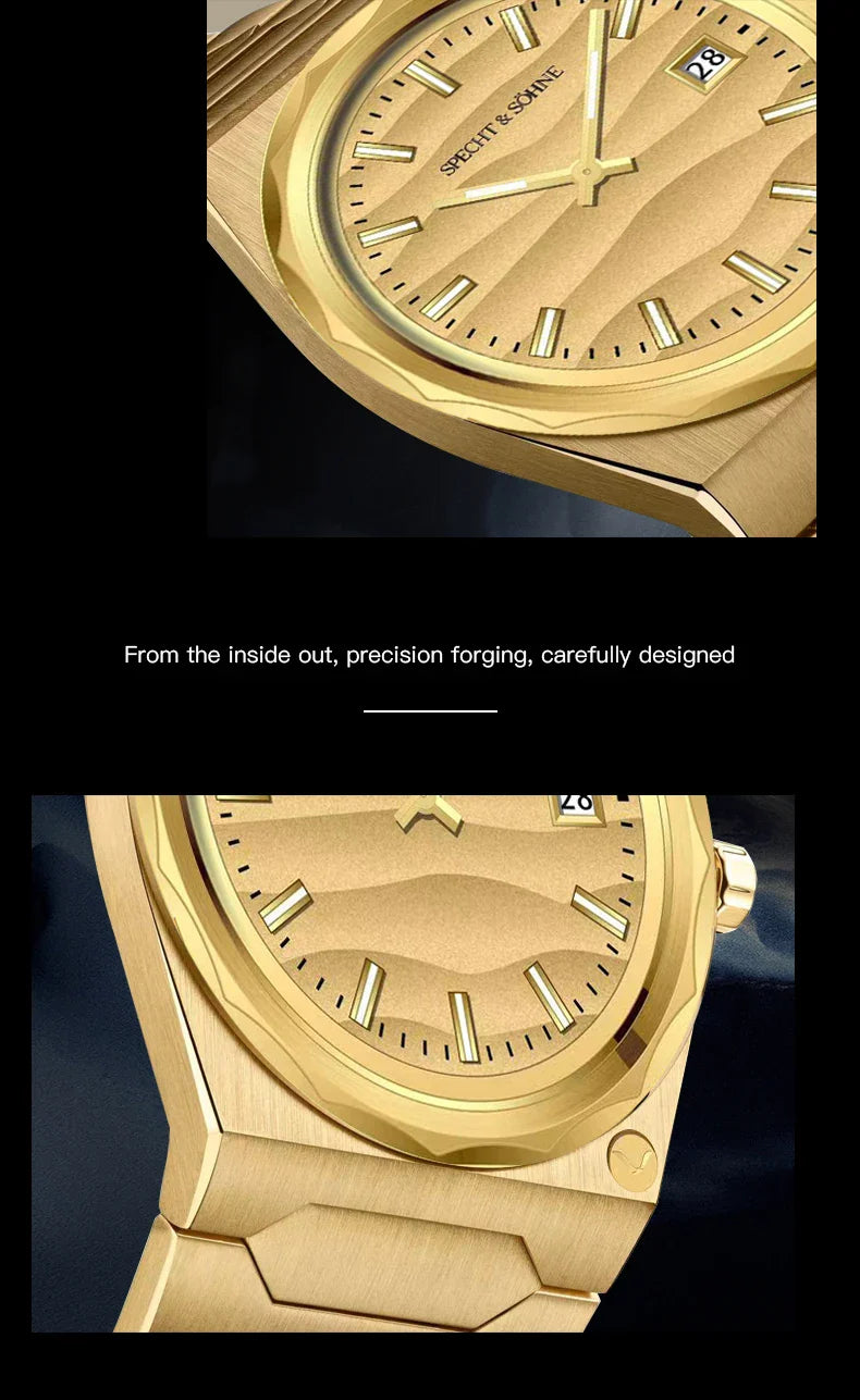2025 Neuheiten Specht & Söhne 222 Gold Uhren Für Männer Super Slim Stahl Saphir Klassische Quarzuhr Relogio Masculino 37 MM