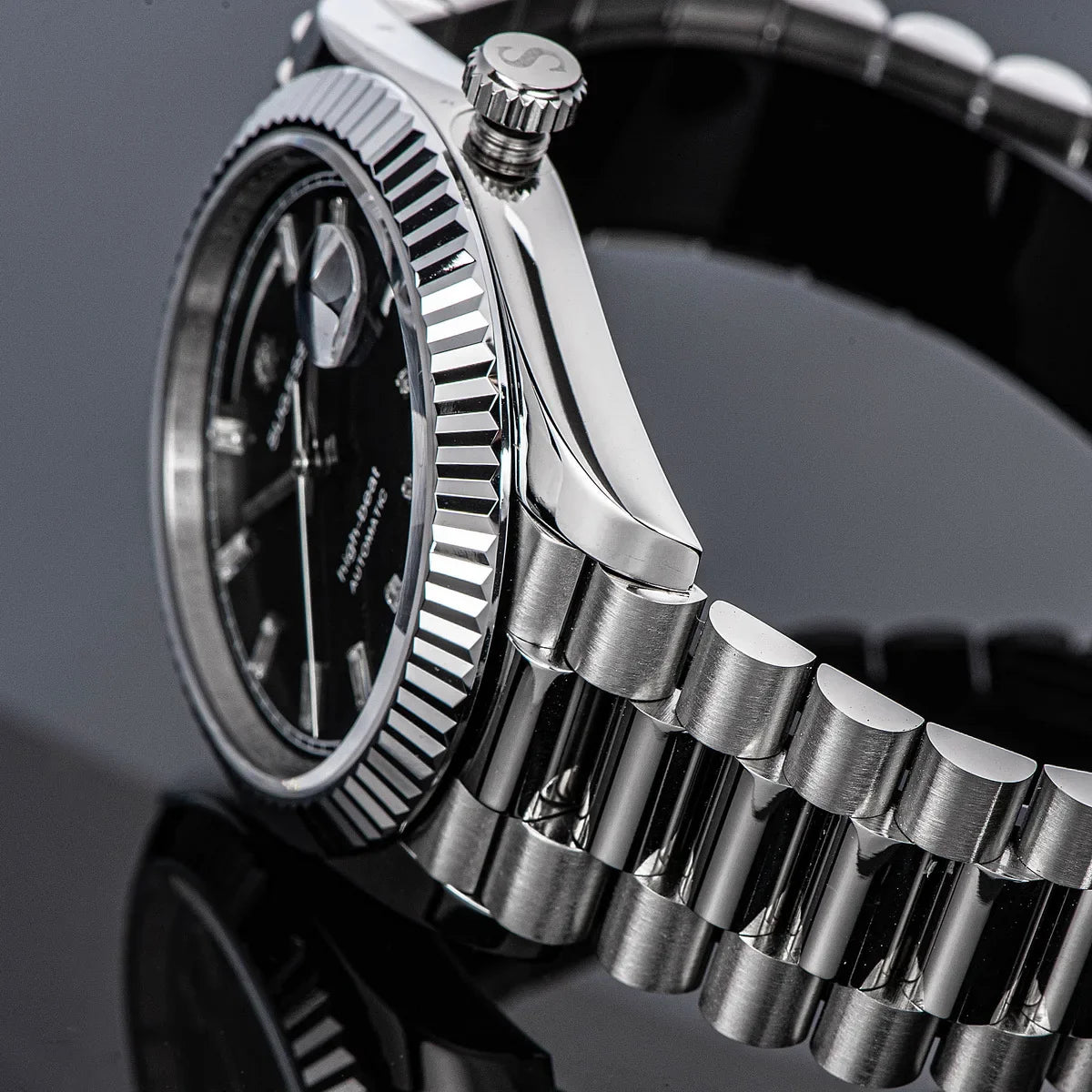 2023 neue Sugess Uhr von Männern 40mm Tag Datum automatische Dandong Sl3034 Uhrwerk Retro mechanische Armbanduhr Saphirglas golden