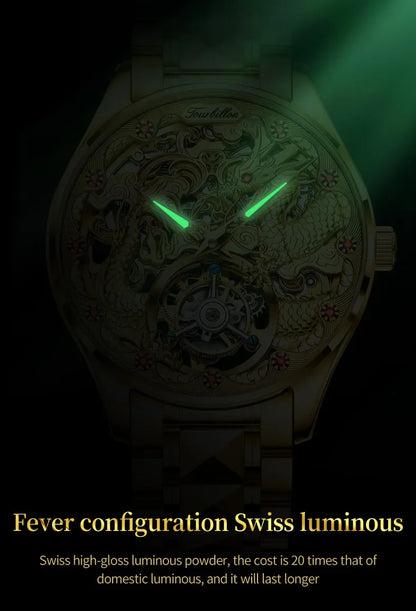 OUPINKE 3176 Uhr Für Männer Luxus Tourbillon Mechanische Business Männer Uhr Hohl Schwungrad Wasserdicht Leucht Mode Mann Uhr