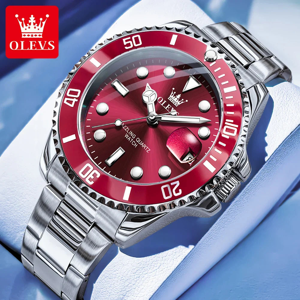 OLEVS 5885 Tauchserie Herrenuhr Luxus Automatik Datum Originaluhr Trendige Edelstahl Wasserdichte Sport Quarzuhr