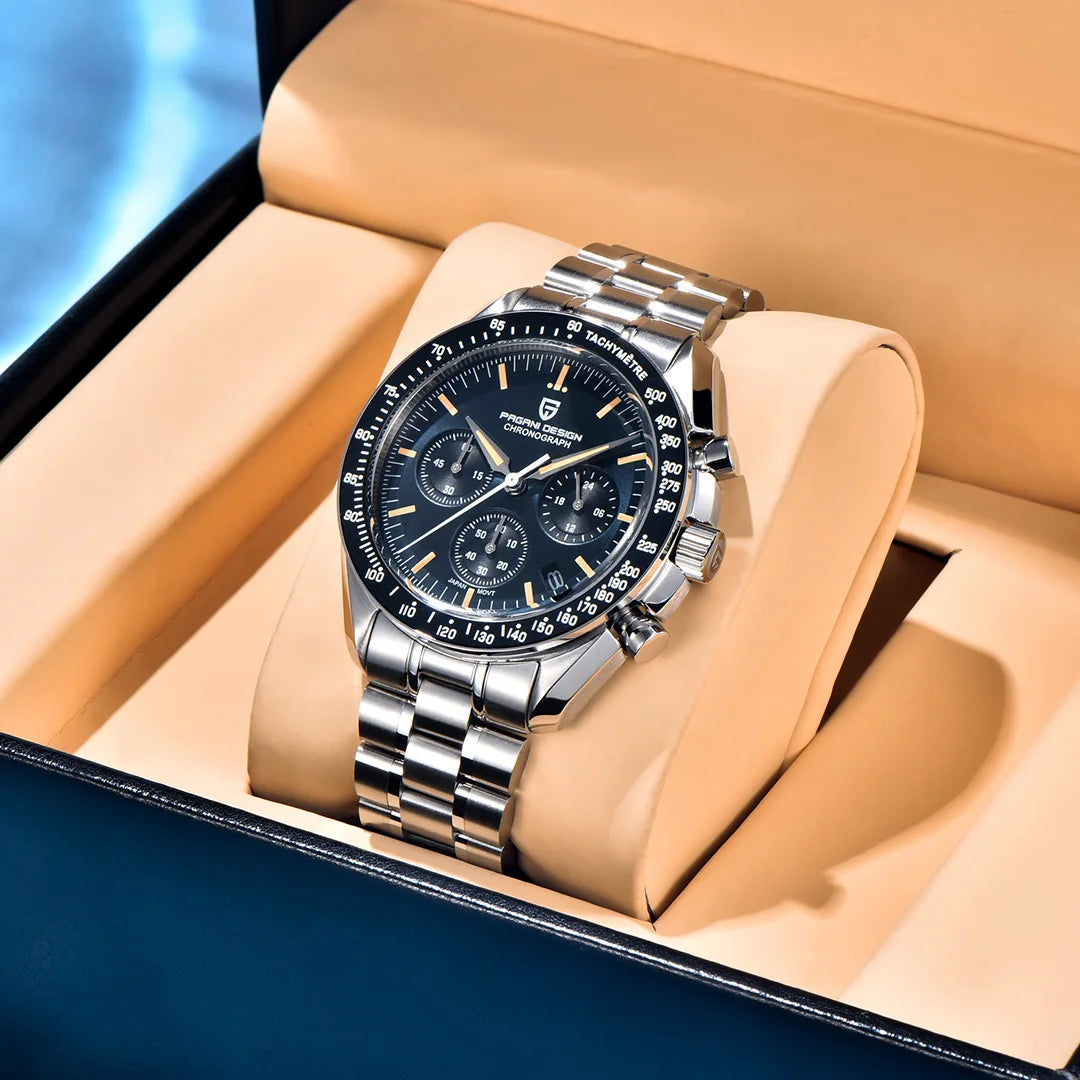 PAGANI DESIGN 2025, neue Monduhr, Retro-Luxus-Quarzuhren für Herren, Edelstahl, leuchtend, wasserdicht, Sport-Chronograph, Herren
