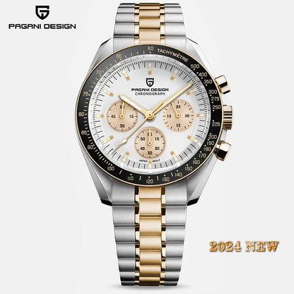 PAGANI DESIGN 2025, neue Monduhr, Retro-Luxus-Quarzuhren für Herren, Edelstahl, leuchtend, wasserdicht, Sport-Chronograph, Herren