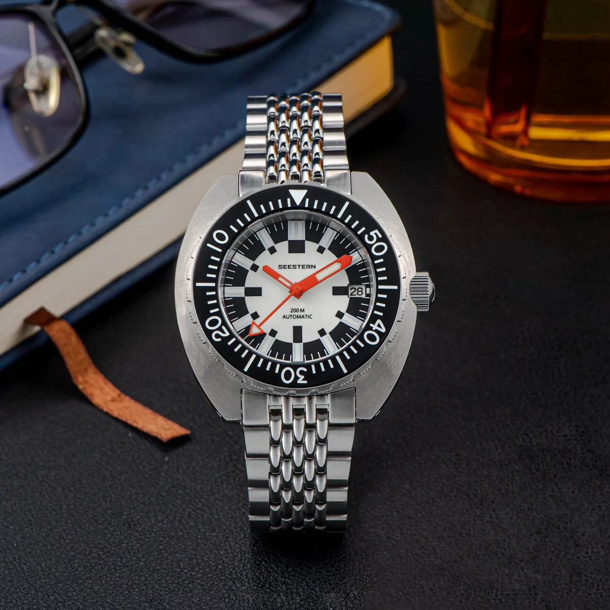 SEESTERN SUB300T Luminous Diver Watch Automatic Men Date 200m Turn Bracelet Wristwatches Retro Mechanical Sapphire Ceramic New