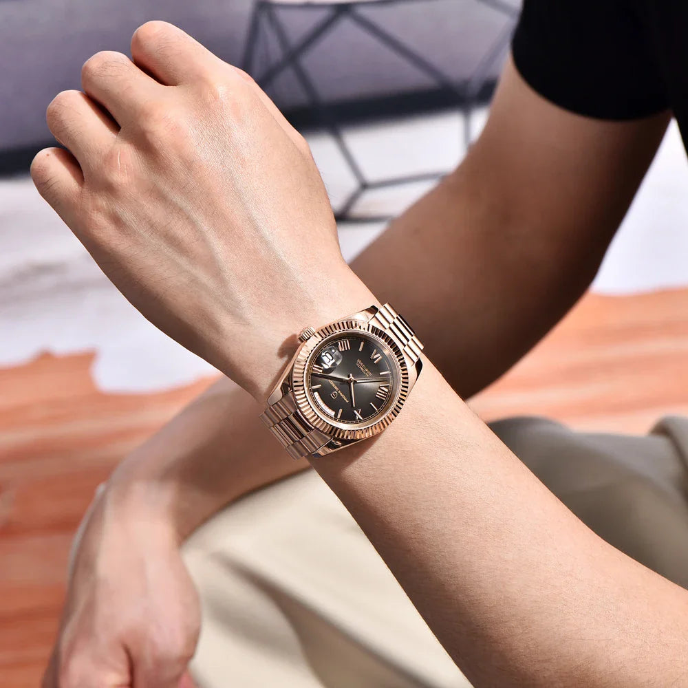 PAGANI DESIGN DD40 Herrenuhren 2024, Top-Luxus-Roségold-Uhr für Herren, automatische mechanische Armbanduhren, wasserdichte Geschenkuhr