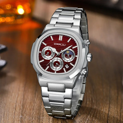 CRRJU Herrenuhr, wasserdicht, leuchtende Armbanduhr, Quarz-Edelstahluhr für Herren, Pilot-Top-Marke, Herrenuhren, Chronograph