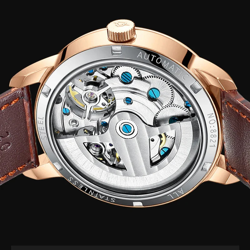 AILANG Top Marke Luxus Uhr Männer Automatische Leucht Schwarz Uhr Männer Doppel Tourbillon Wasserdichte Mechanische Uhr Relogio