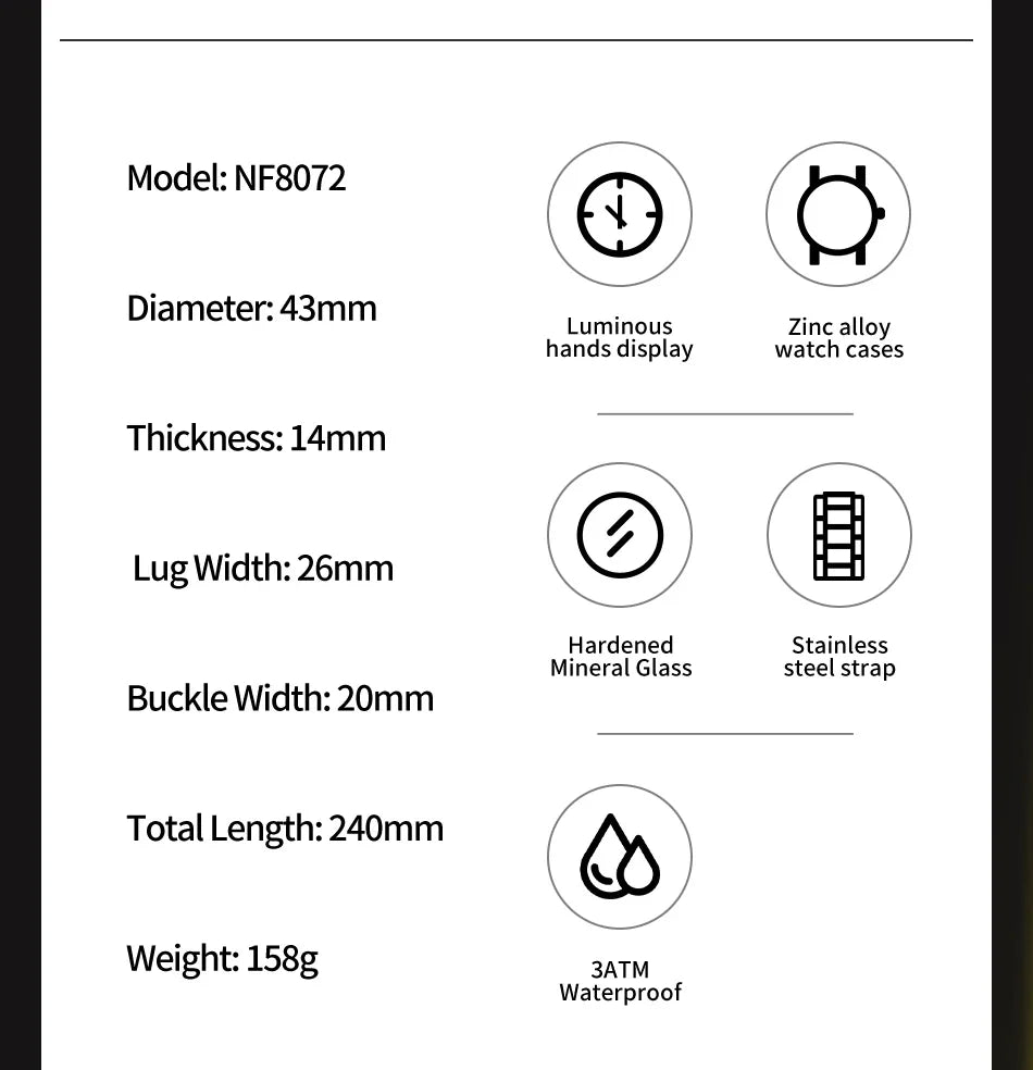 NAVIFORCE 2025, Herren-Quarzuhr, Sport-Militäruhr für Herren, wasserdicht, leuchtendes Datum, Chronograph, Edelstahl, Herrenuhren