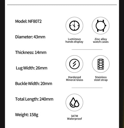 NAVIFORCE 2025, Herren-Quarzuhr, Sport-Militäruhr für Herren, wasserdicht, leuchtendes Datum, Chronograph, Edelstahl, Herrenuhren