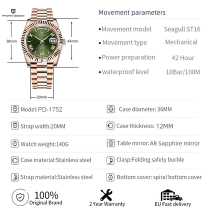 PAGANI DESIGN DD36 Doppelkalender 36MM mechanische Automatik Herrenuhr Haiou ST16 Saphir Luxus wasserdicht Relogio Masculino