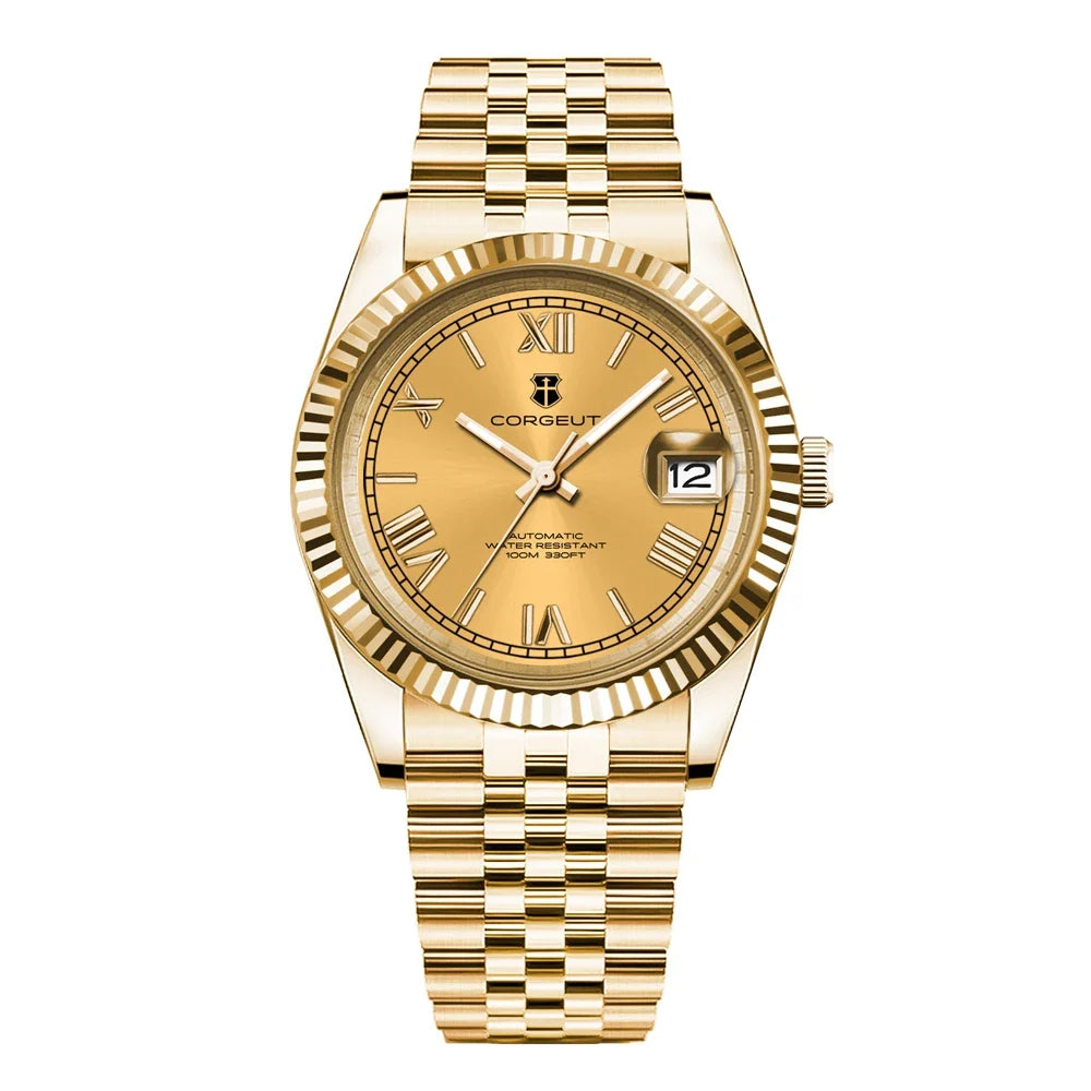 36mm/39mm Luxus NH35 Automatische Mechanische Armbanduhren Römische Zahlen Corget Männer Uhr Sapphire Kristall 10bars gold reloj Hombre