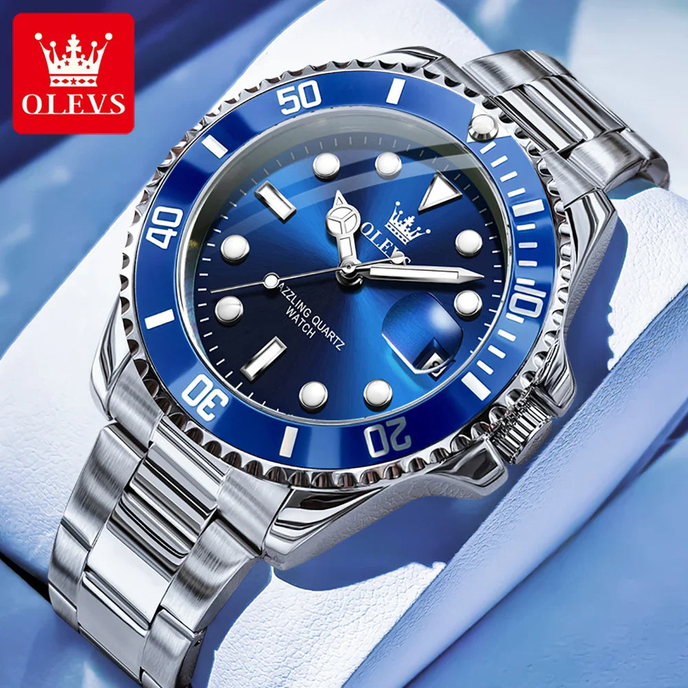 OLEVS 5885 Tauchserie Herrenuhr Luxus Automatik Datum Originaluhr Trendige Edelstahl Wasserdichte Sport Quarzuhr
