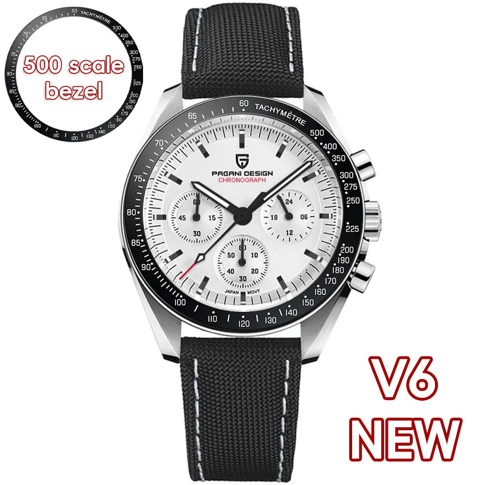 PAGANI DESIGN 2025, Silber, Gold, Mond, Luxus-Quarzuhren, Herren-Sport-Chronograph, Saphirglas, Edelstahluhr für Herren