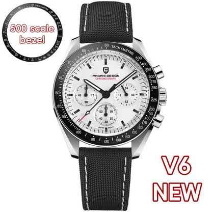 PAGANI DESIGN 2025, Silber, Gold, Mond, Luxus-Quarzuhren, Herren-Sport-Chronograph, Saphirglas, Edelstahluhr für Herren