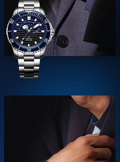 Seagull 43.5mm Diving Watch 300M Waterproof Automatic Mechanical Wristwatch Moon Phase Luminescent Men Watches 1215 New 2025