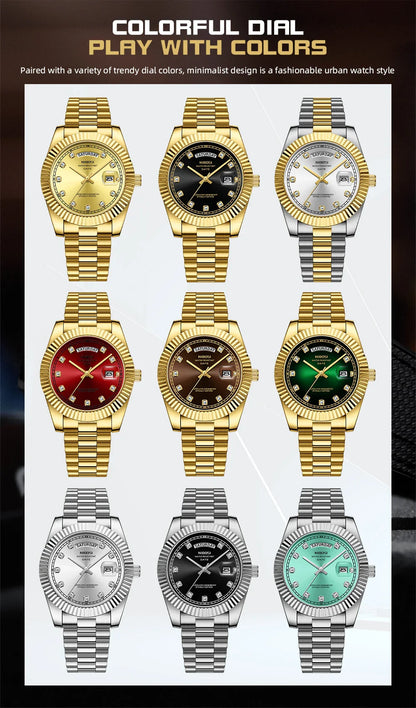NIBOSI Luxus Gold Quarzuhr Männer Edelstahl Wasserdicht Leucht Datum Woche Mode Diamant Herren Uhren Relogio Masculino