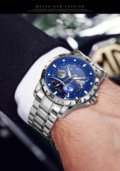 2025 NEUE GLENAW Männer Automatische Uhren Skeleton Starry Sky Mond Phase Leuchtende Wasserdichte Edelstahl Mechanische Uhr Männer