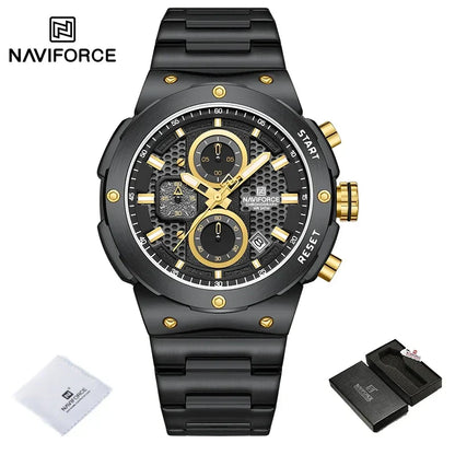 NAVIFORCE 2025, Herren-Quarzuhr, Sport-Militäruhr für Herren, wasserdicht, leuchtendes Datum, Chronograph, Edelstahl, Herrenuhren