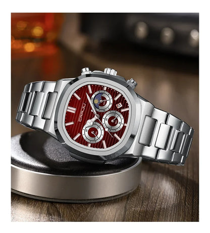 CRRJU Herrenuhr, wasserdicht, leuchtende Armbanduhr, Quarz-Edelstahluhr für Herren, Pilot-Top-Marke, Herrenuhren, Chronograph