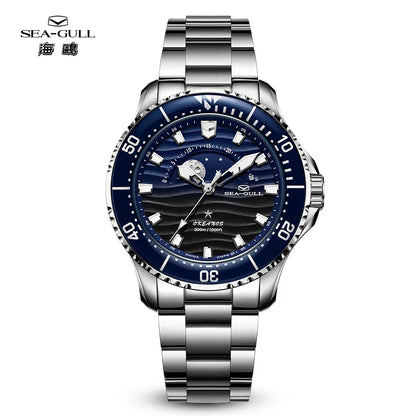 Seagull 43.5mm Diving Watch 300M Waterproof Automatic Mechanical Wristwatch Moon Phase Luminescent Men Watches 1215 New 2025