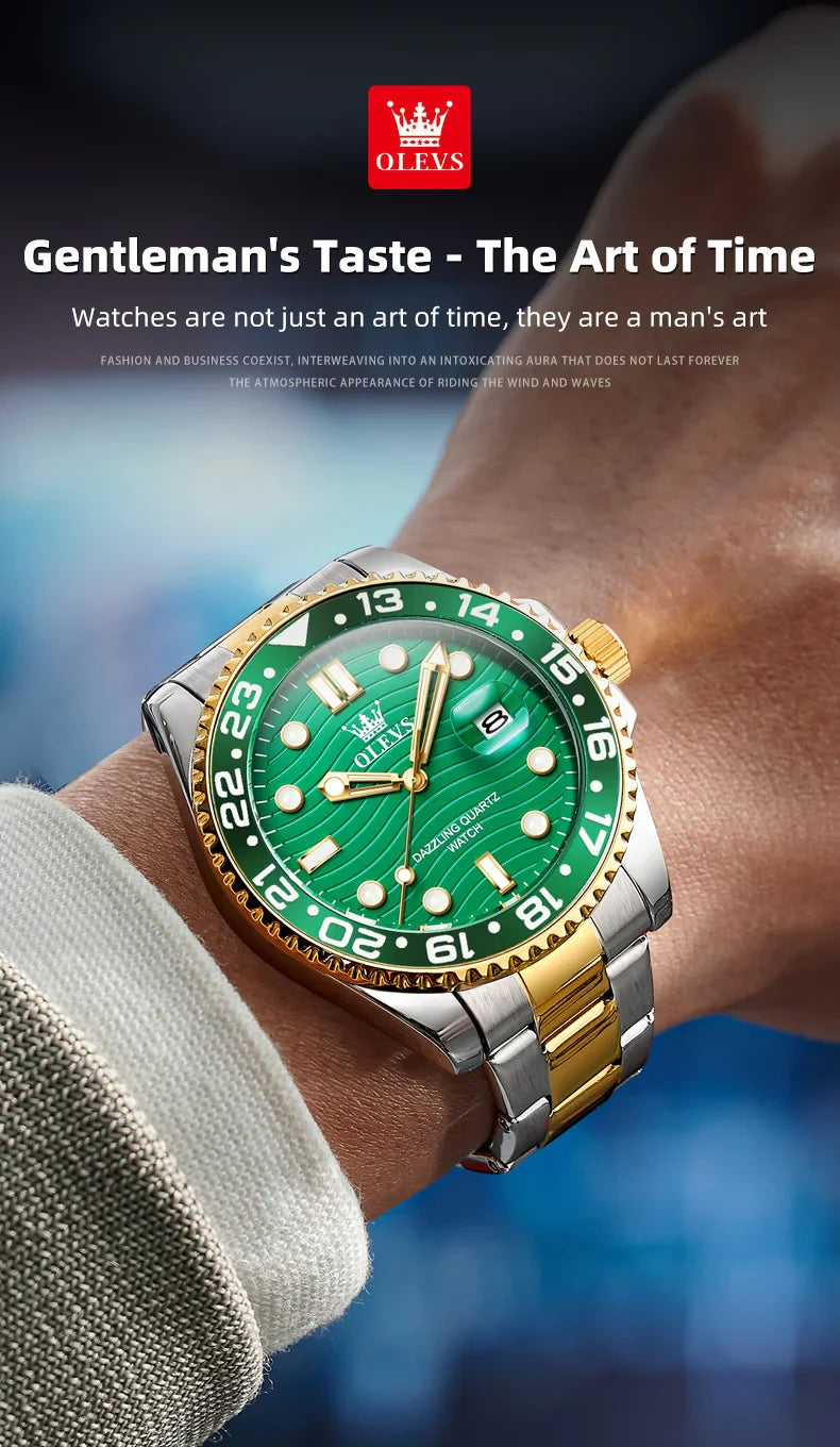 OLEVS 3610 Original Herrenuhren, luxuriös, wasserdicht, leuchtend, Herren-Armbanduhr, schlicht, Edelstahl, Business-Mode, klassische Uhr