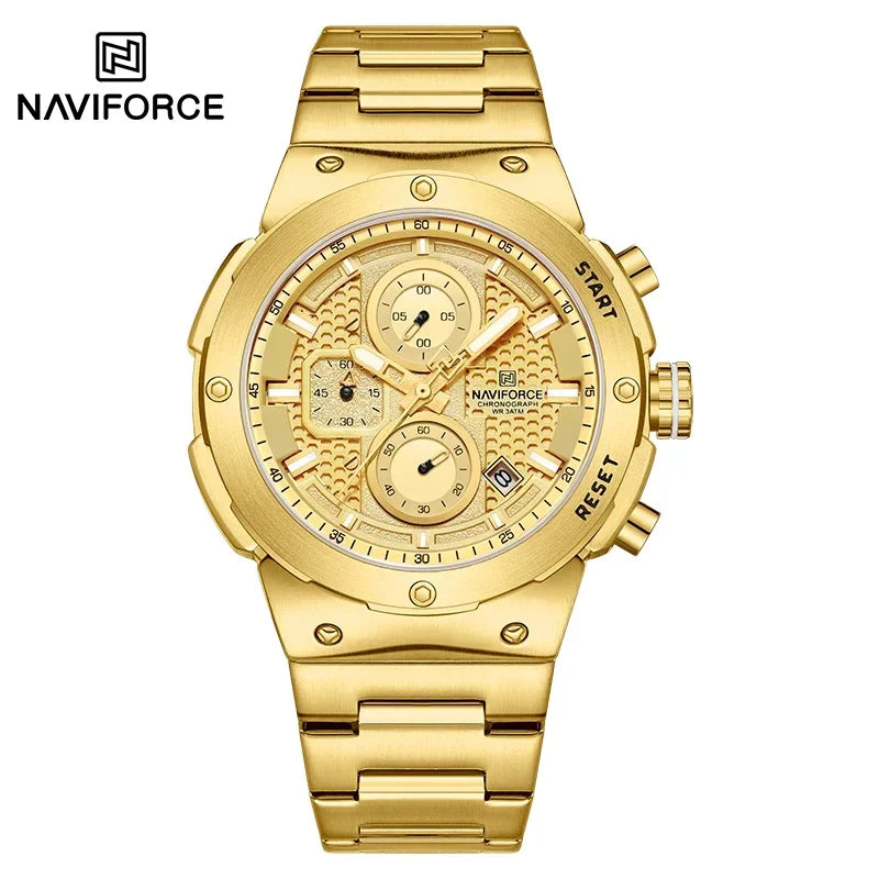 NAVIFORCE 2025, Herren-Quarzuhr, Sport-Militäruhr für Herren, wasserdicht, leuchtendes Datum, Chronograph, Edelstahl, Herrenuhren