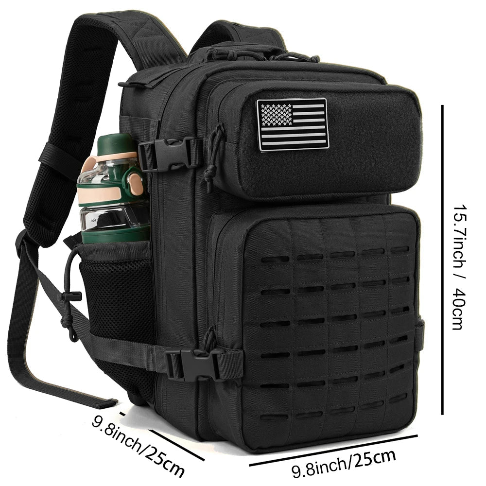 25L Taktischer Rucksack Outdoor-Tasche Fitness-Rucksack MOLLE-Rucksack Damen/Herren Wandern Überlebensrucksack Herren Dual-Getränkehalter
