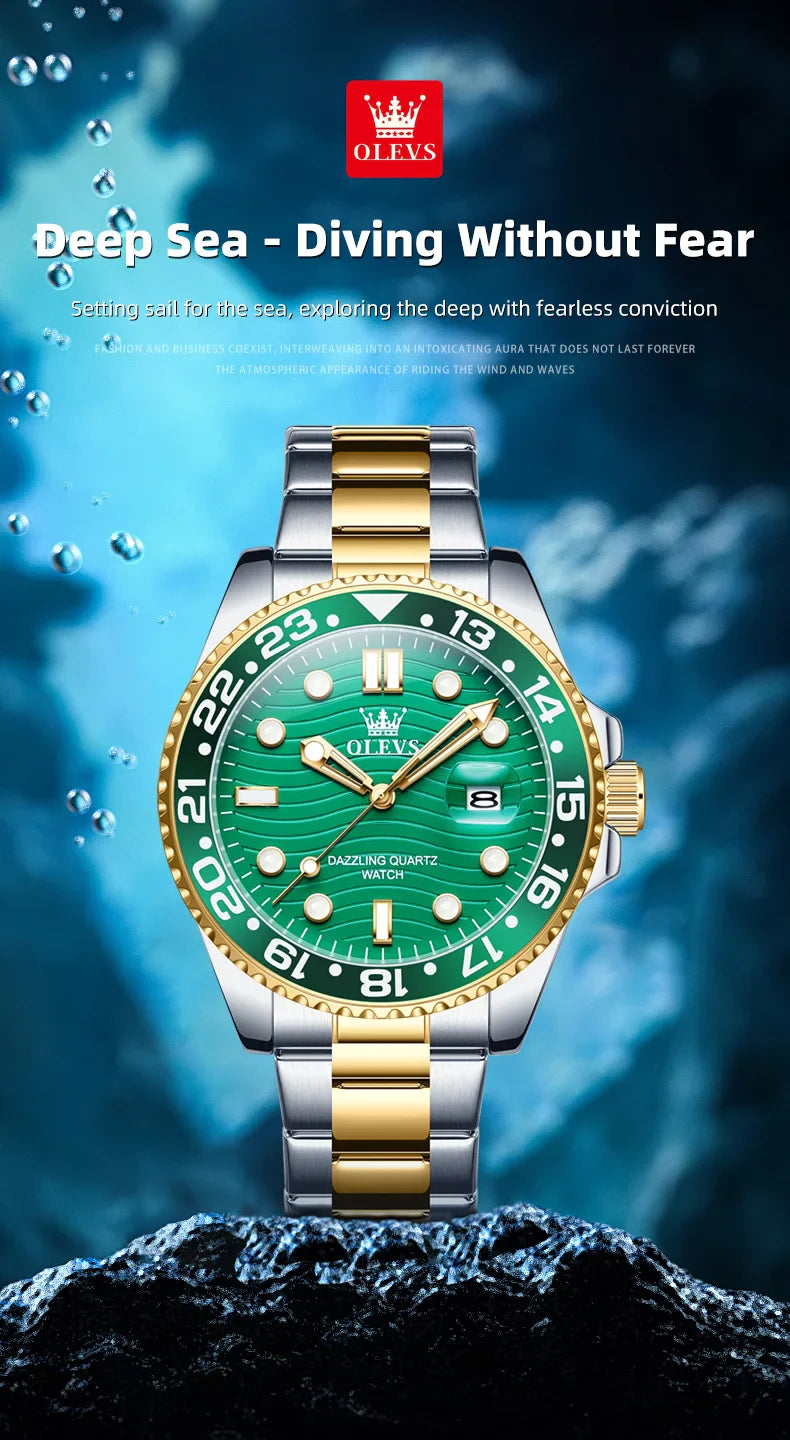 OLEVS 3610 Original Herrenuhren, luxuriös, wasserdicht, leuchtend, Herren-Armbanduhr, schlicht, Edelstahl, Business-Mode, klassische Uhr