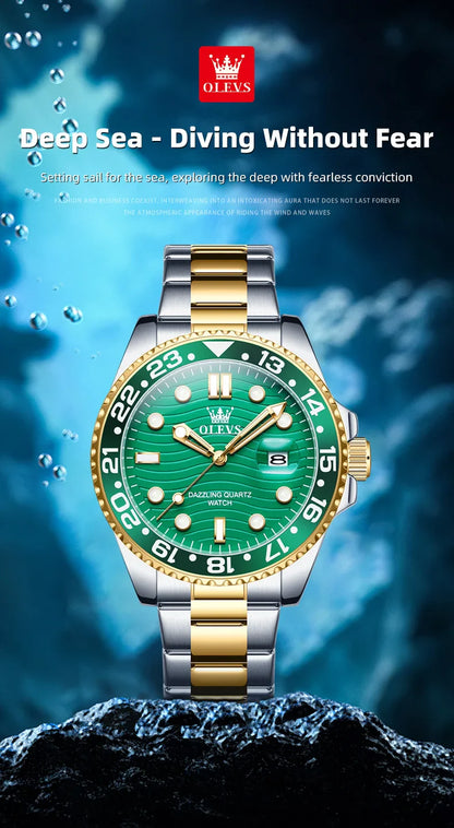 OLEVS 3610 Original Herrenuhren, luxuriös, wasserdicht, leuchtend, Herren-Armbanduhr, schlicht, Edelstahl, Business-Mode, klassische Uhr