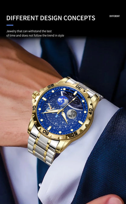2025 NEUE GLENAW Männer Automatische Uhren Skeleton Starry Sky Mond Phase Leuchtende Wasserdichte Edelstahl Mechanische Uhr Männer