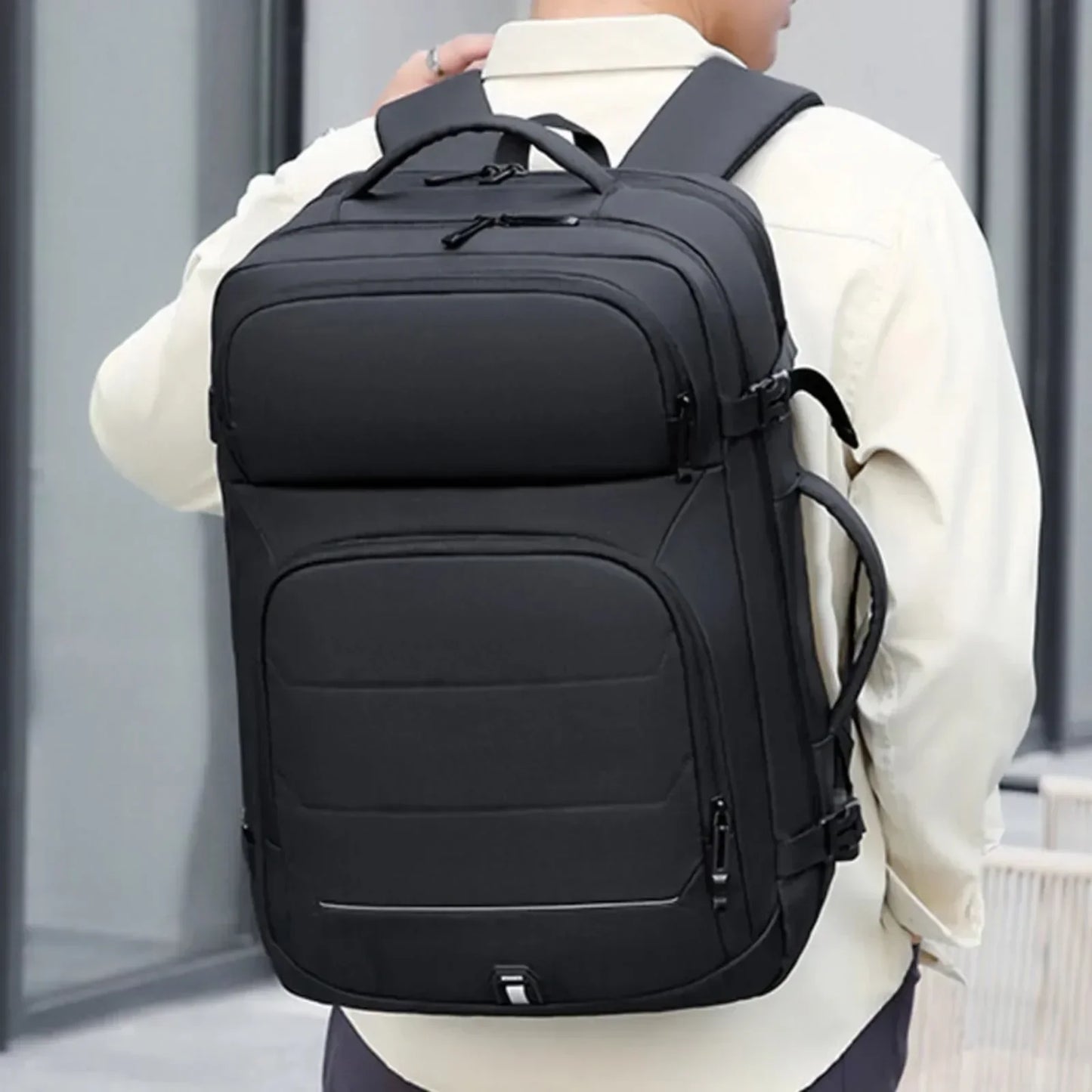 Erweiterbare 17-Zoll-Laptop-Rucksäcke für Herren, wasserdichte Notebook-Tasche, USB-Schultasche, Sport, Reisen, Schultasche, Rucksack für Männer