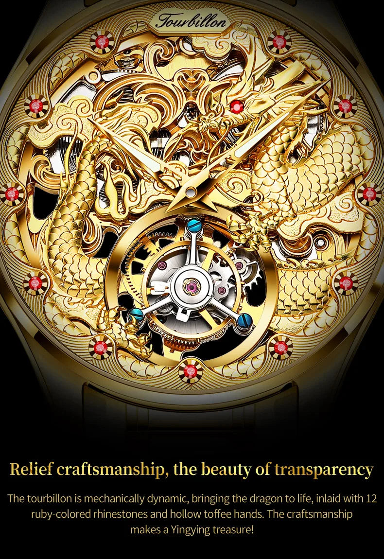 OUPINKE 3176 Uhr Für Männer Luxus Tourbillon Mechanische Business Männer Uhr Hohl Schwungrad Wasserdicht Leucht Mode Mann Uhr