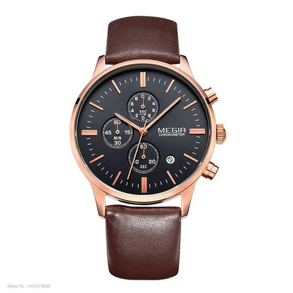 Megir quarzuhren männer luminous wasserdichte sport uhr mann kommerziellen leder armbanduhr 2011 freies verschiffen