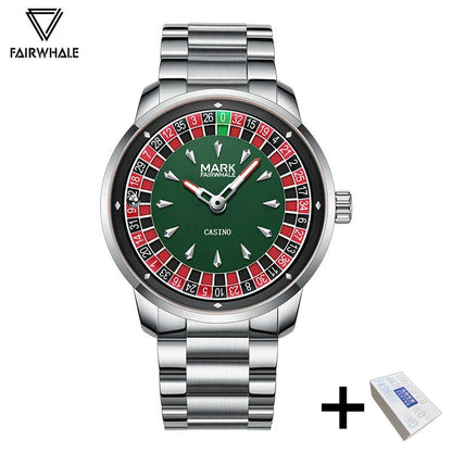 Hohe Qualität Mark Fairwhale Herren Armbanduhr Mode Einzigartige Rotierenden Roulette Zifferblatt Wasserdicht Quarz Mann Watche Dropshipping ﻿