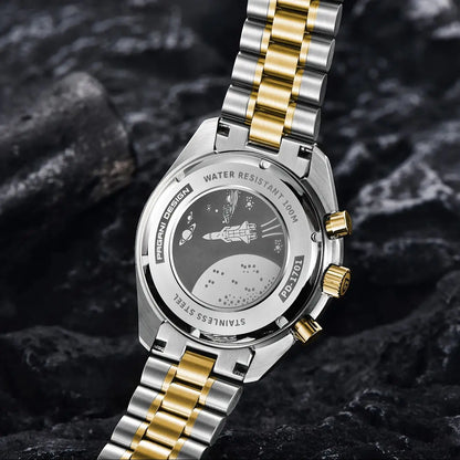 PAGANI DESIGN 2025, Silber, Gold, Mond, Luxus-Quarzuhren, Herren-Sport-Chronograph, Saphirglas, Edelstahluhr für Herren