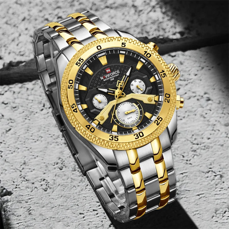 Navi force neues Design Uhr für Männer Luxus Mode leuchtenden Chronograph wasserdicht Datum Woche Quarz Armbanduhr Relogio Masculino