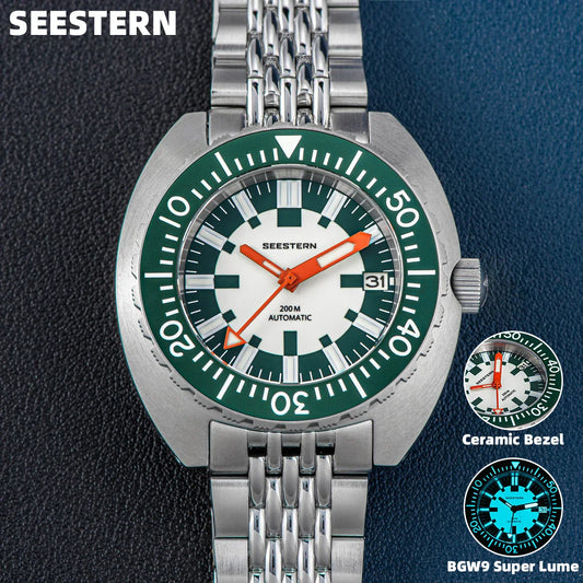 SEASTAR SUB300T Luminous Diver Watch Automatic Men Date 200m Rotating Bezel Bracelet Wristwatches Retro Mechanical Sapphire Ceramic New
