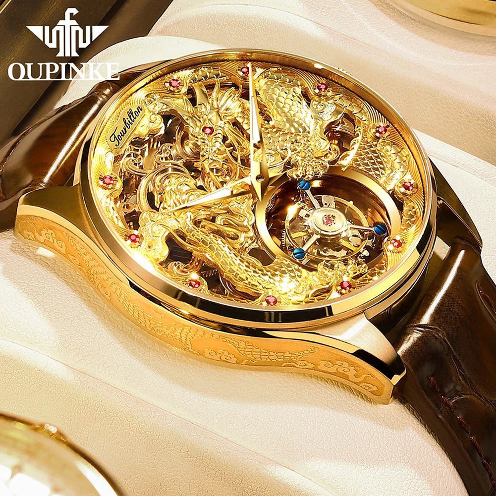OUPINKE 3176 Uhr Für Männer Luxus Tourbillon Mechanische Business Männer Uhr Hohl Schwungrad Wasserdicht Leucht Mode Mann Uhr