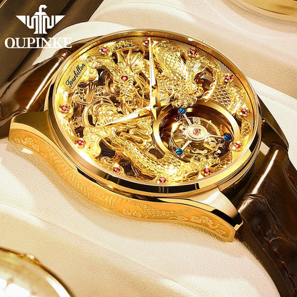OUPINKE 3176 Uhr Für Männer Luxus Tourbillon Mechanische Business Männer Uhr Hohl Schwungrad Wasserdicht Leucht Mode Mann Uhr